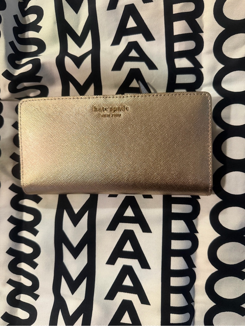 kate spade Metallic Rose Gold Saffiano Long Wallet